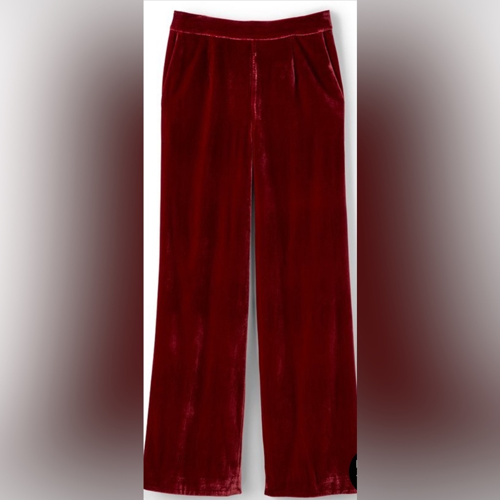 Soft Surroundings Cabernet Velvet Wide Leg Pants. Elastic waist. Size MP. NWT.